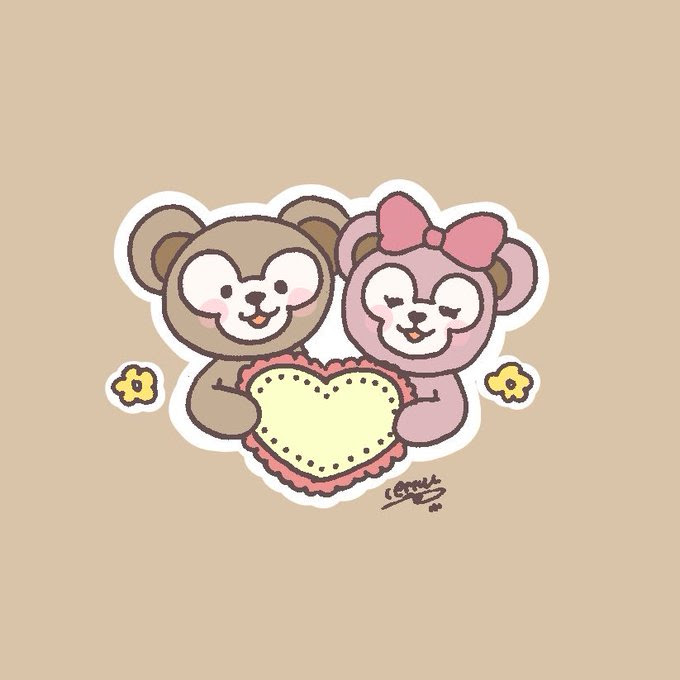 上 ダッフィー シェリーメイ イラスト ニコニコ 静止 画 イラスト