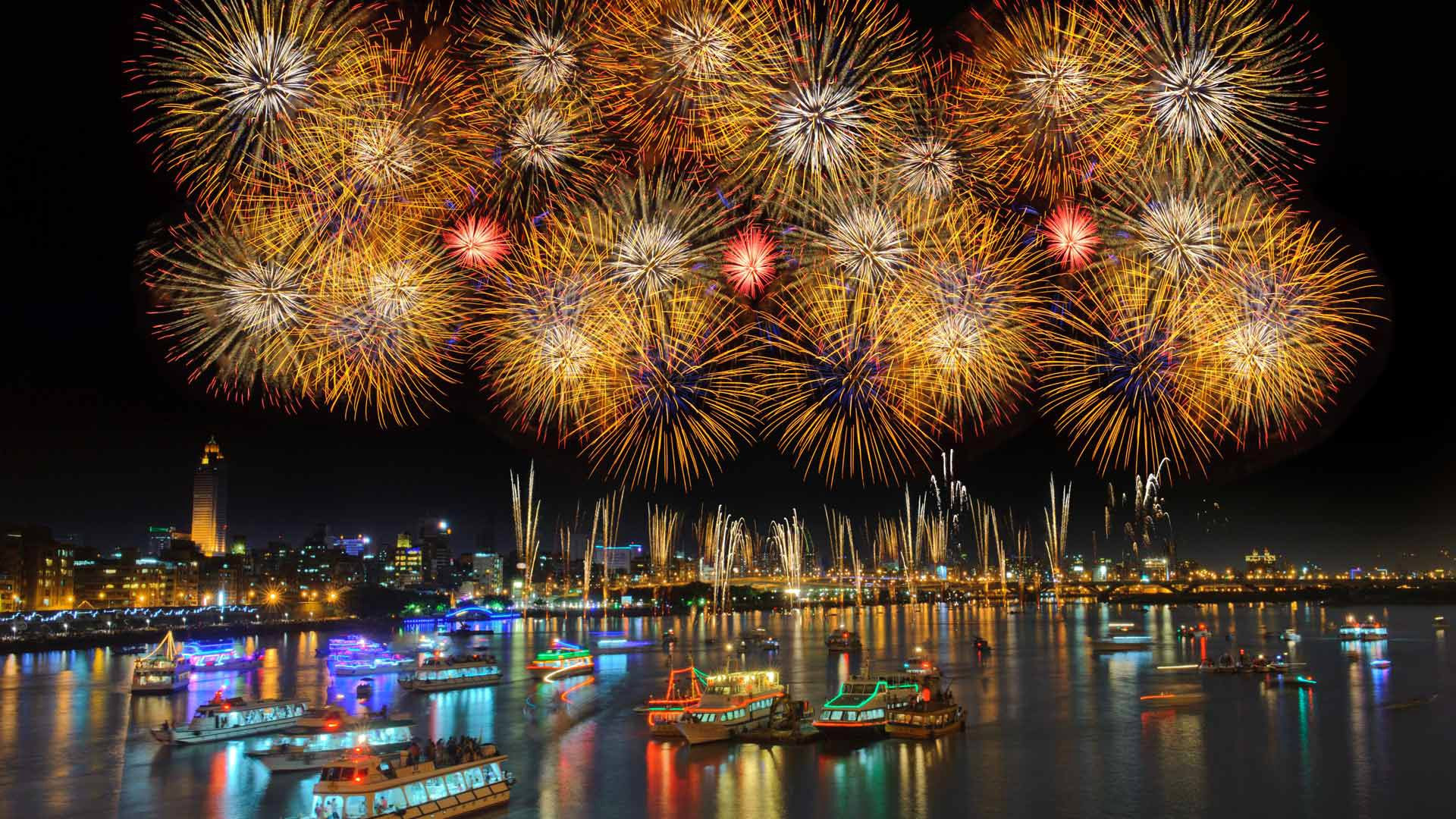 ダウンロード画像 台北 台湾 ヨット 花火 ハーバー 船舶 画面の解像度 19x1080 壁紙デスクトップ上