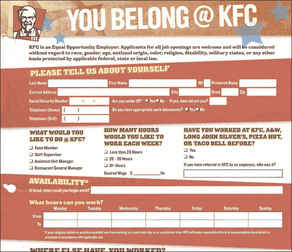 KFC Application â Employment at KFC