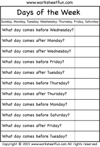 Days of the Week – Worksheet / FREE Printable Worksheets ...