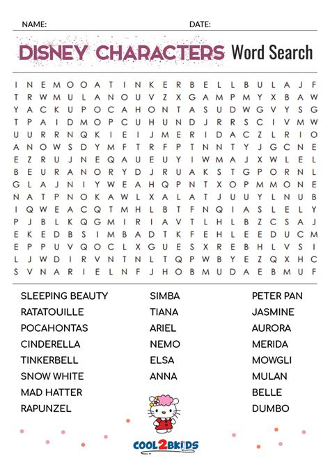Webif you have a disney fan at your house, you will love these free printable disney word searches! printable disney word search cool2bkids