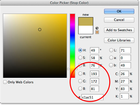 Replacing the white in the gradient with a different color. Image © 2014 Photoshop Essentials.com