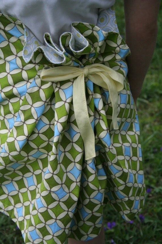 Lime Green Classy Reversible Bustle Skirt (Size 6 - 7) - Ready to Ship