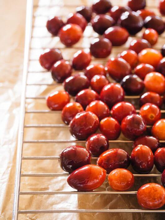 Cranberries coated in simple syrup