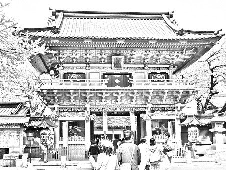 神社と人のある風景 With描き方 デジカメ絵画 風景写真 画像加工 ダストボックス