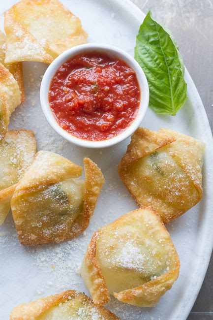 Super Simple Fresh Mozzarella and Basil Bites Recipe~T~ so easy to make using wonton wrappers