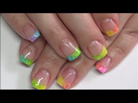 rainbow french tip gel polish nail design revamp