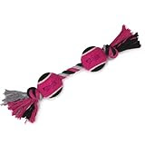 Grriggles 14-Inch Rope and Rubber Dog Rope Bone Toy, Raspberry Sorbet
