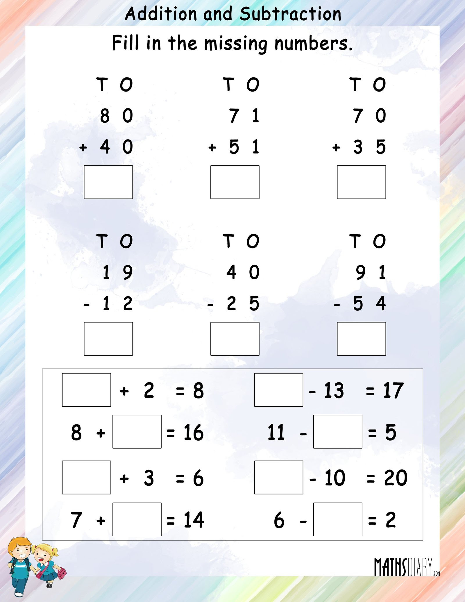 Subtraction 2nd grade math worksheets