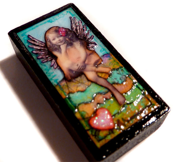 Tiny Fairy Altered Domino Pendant :: Work In Progress