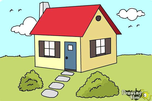 picture House Easy Drawing For Kids With Colour get drawing