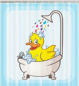 Rubber Ducky Bubble Bath Kids Fabric SHOWER CURTAIN Duck In Tub Bathroom Decor Rubber Ducky Bubble Bath Kids Fabric SHOWER CURTAIN Duck In Tub Bathroom Decor