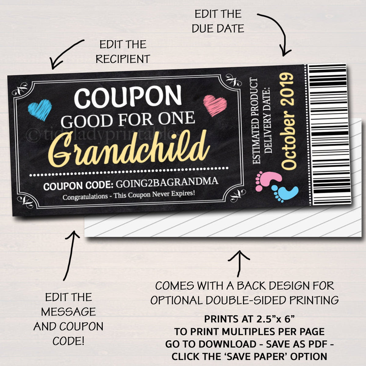 Download EDITABLE Pregnancy Announcement Coupons, INSTANT DOWNLOAD, Printable C - TidyLady Printables