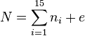 N = \sum_{i=1}^{15} n_i + e