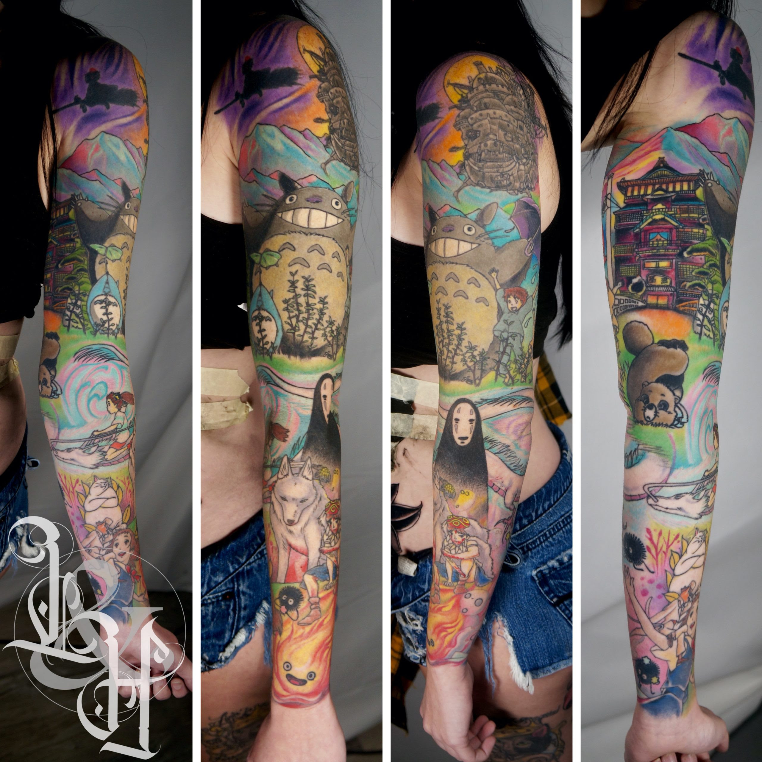 Color Studio Ghibli Sleeve Anime Tattoo Love N Hate