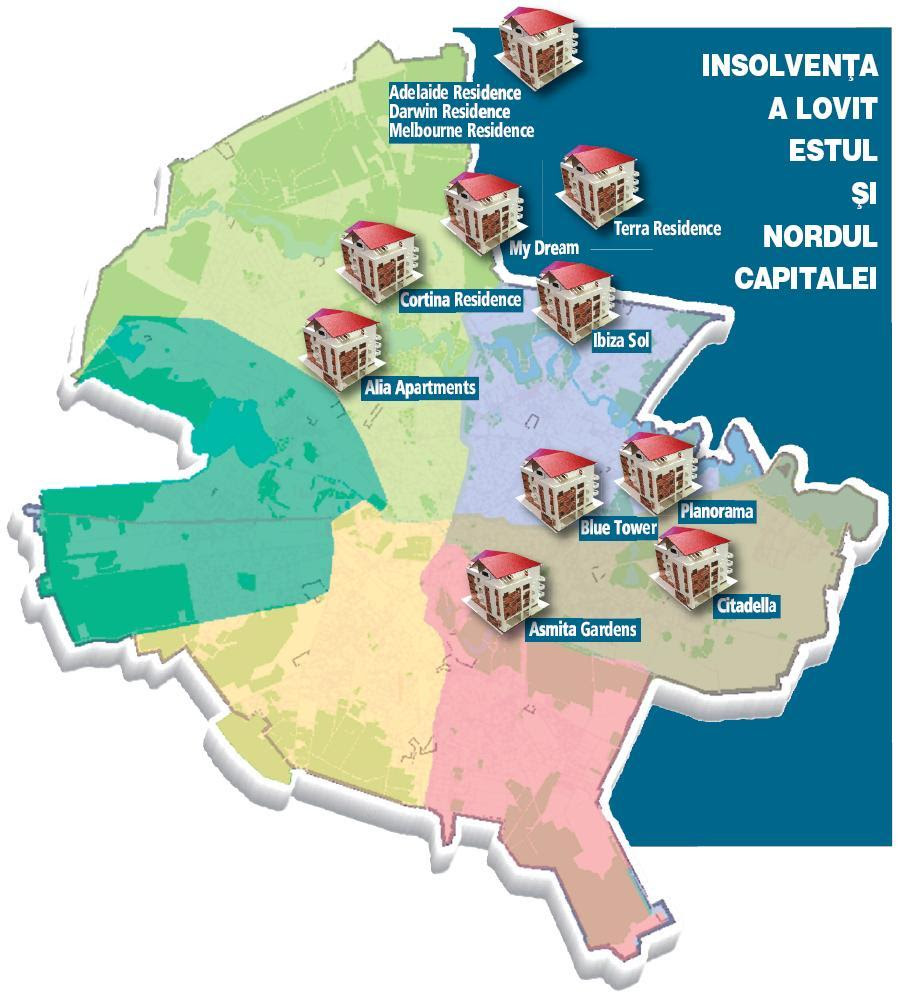 harta ansambluri rezidentiale bucuresti Harta celor mai mari ansambluri rezidenţiale din Bucureşti în 