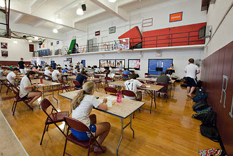 Students in class at Riverdale Country School.