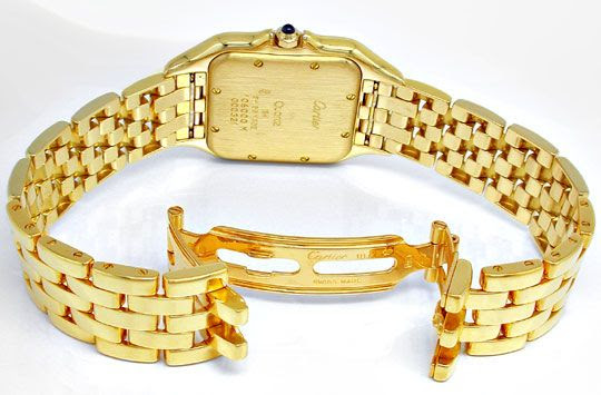 Foto 3, Cartier Panthere Herren-Uhr Gelbgold Geprüft Neuzustand, U1930