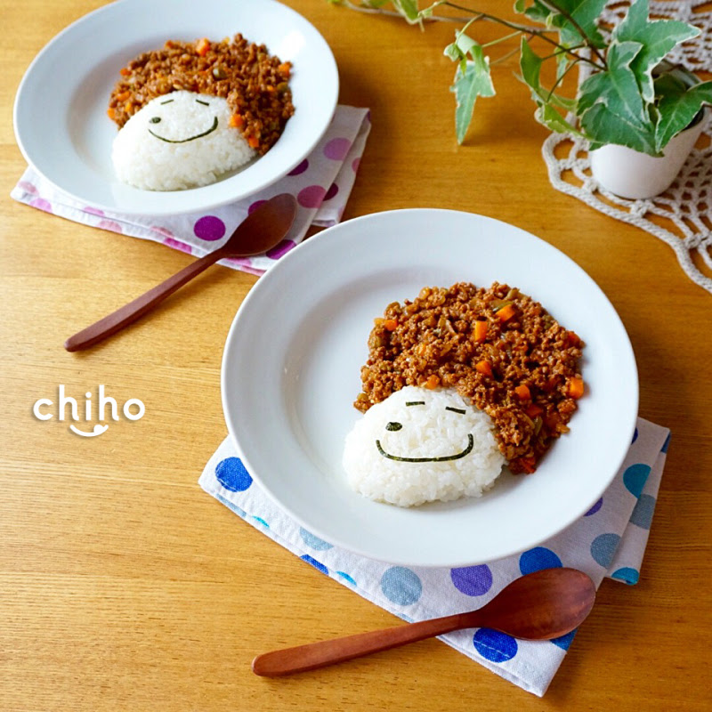 アフロスヌーピーのドライカレー かわいいおべんとう