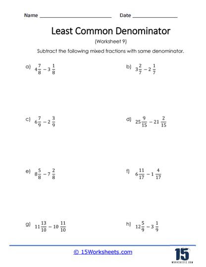  least common denominator worksheets 15 worksheetscom