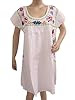 Boho White Dresses Cotton Colorful Embroidered Beach Dress M