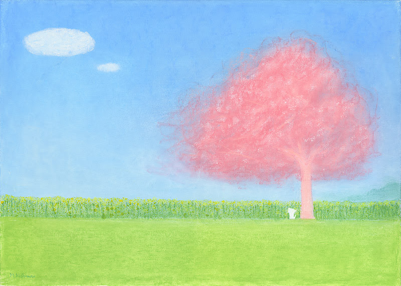 桜の木と白い雲
