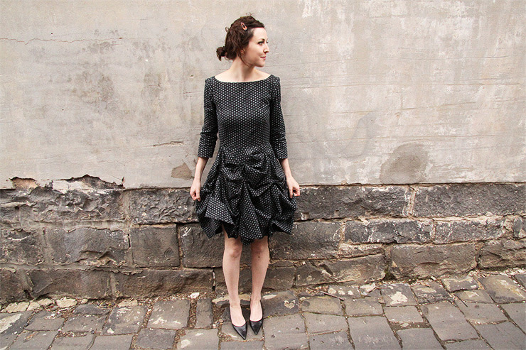Spotted Ruffled Skirt Dress