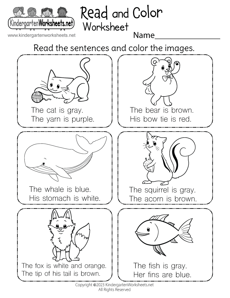 Printable Kindergarten Reading Worksheet - Free English ...