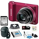 Samsung WB250F 14.2MP WIFI w/ 3' Touch Screen Smart Digital Camera in Red + 32GB SDHC + Multi Card Reader + Replacement Battery + Camera Case + Accessory Kit
