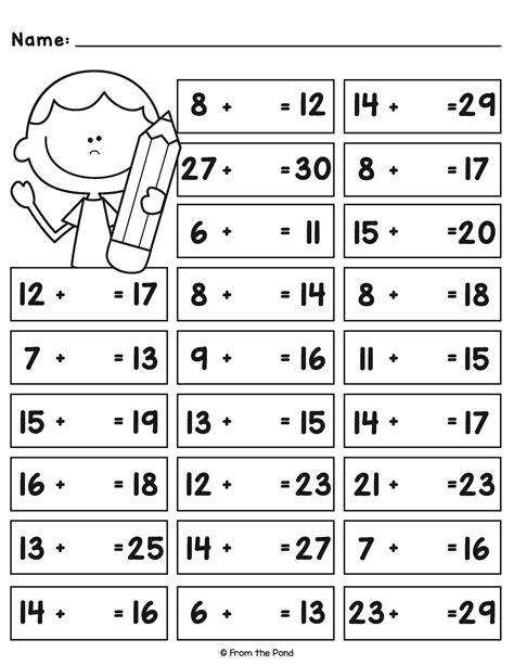  missing addends worksheets numbers to 30 missing addend 2nd grade