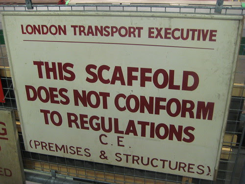 Non Conforming Scaffold - Acton Depot - London Transport Museum Open Weekend March 2012