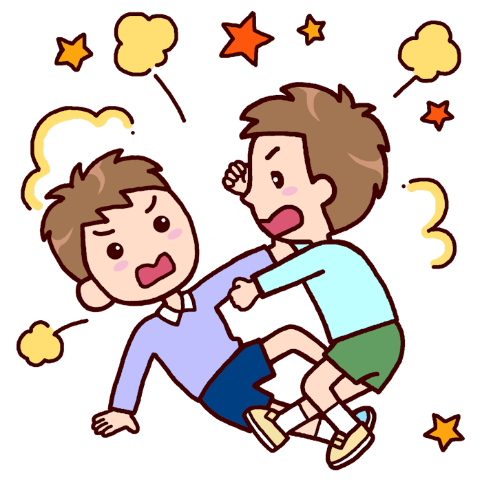 ケンカ カラー 男の子の無料イラスト 子ども 幼児 人物素材