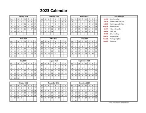  printable yearly calendar 2023 free calendar templatecom
