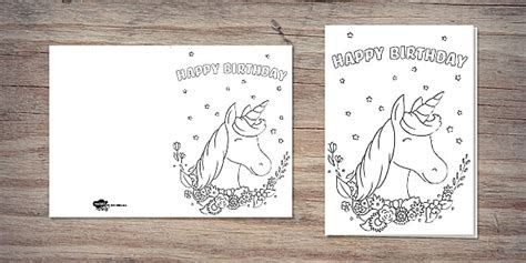  unicorn colouring birthday card twinkl party twinkl