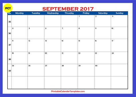 Webget organized this september with our free printable blank september calendar templates. september 2017 calendar printable printable calendar templates