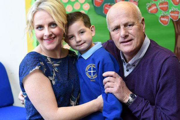 Samuel with mum Rayanne Durnion and grandfather Patrick Durnion.