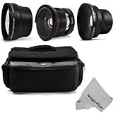58MM Lens Set for CANON REBEL, CANON EOS Cameras - Includes: 0.43X Wide Angle, 0.35X Fisheye and 2.2X Telephoto High Definition Lenses + Deluxe Large Video & Camera Bag + MagicFiber Microfiber Lens Cleaning Cloth