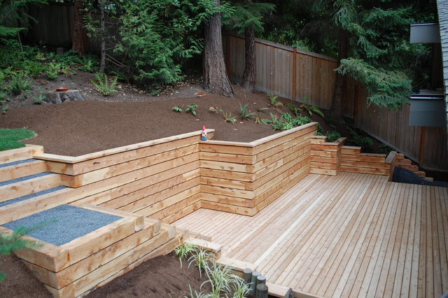 Timber Walls and Steps contemporary-landscape