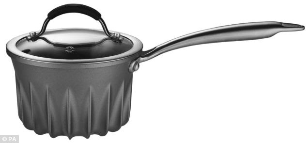The finned design (pictured) channels heat from a gas flame across the bottom and up both sides, to capture energy that would otherwise be wasted. This results in the pan heating up significantly more quickly and cooking food faster