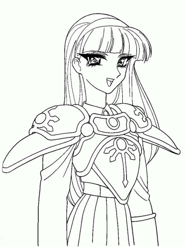 Warrior Princess in Anime Girl Coloring Page - Free  