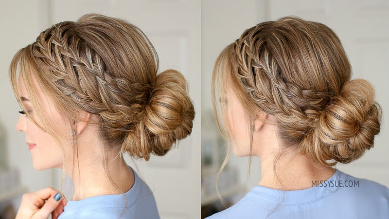 Waterfall French Braid Low Bun  MISSY SUE