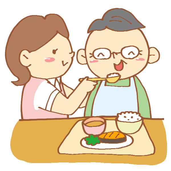 食事介助をする女性介護士のイラスト かわいいフリー素材が無料のイラストレイン