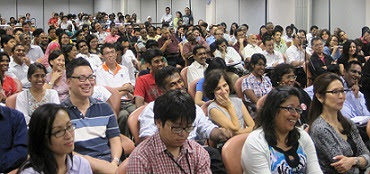 The audience in stitches over a remark by one of the speakers