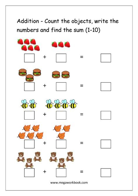  free printable number addition worksheets 1 10 for kindergarten and