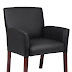 Boss Office Products B619 Box Arm Guest Chair with Mahogany Finish in
Black