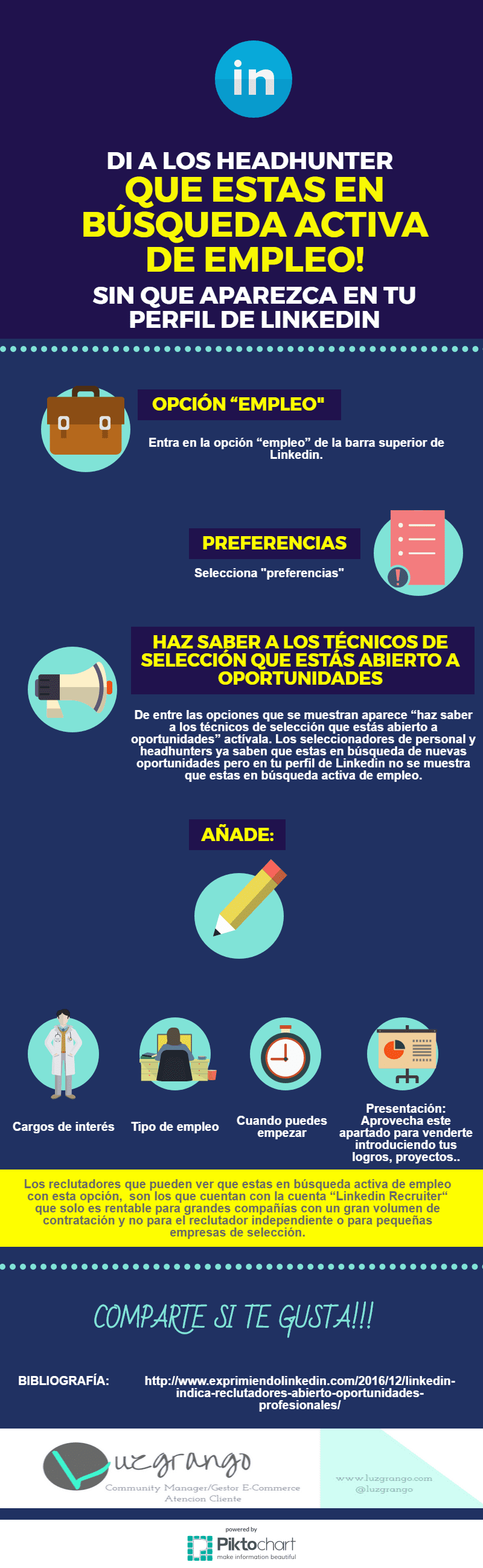 Di en LinkedIn que estas en búsqueda activa de empleo! sin que aparezca en tu perfil