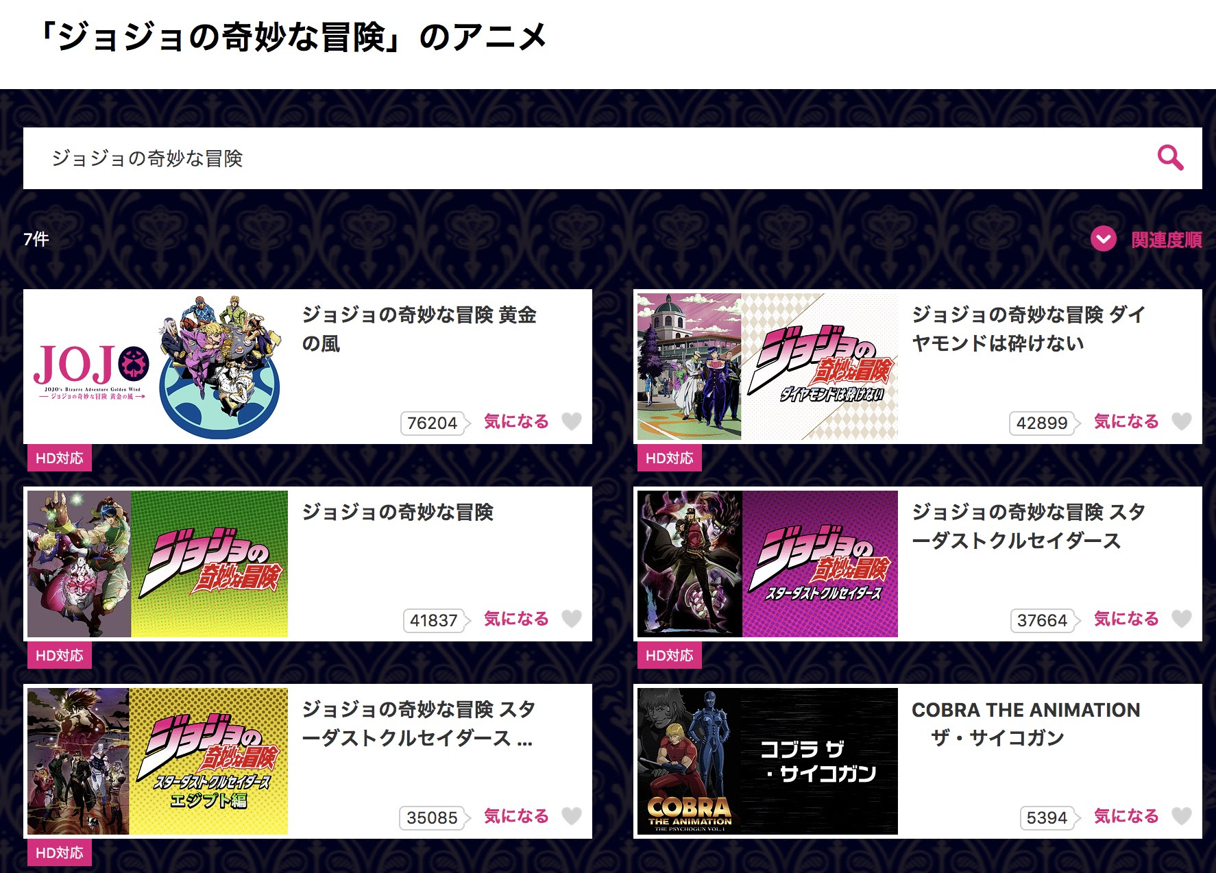 ジョジョの奇妙な冒険 スターダストクルセイダース 3部 のアニメ動画を無料で全話視聴できる動画配信まとめ ジョジョの奇妙な冒険ファンサイト