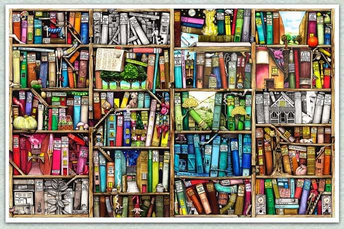 Colorful bookshelf