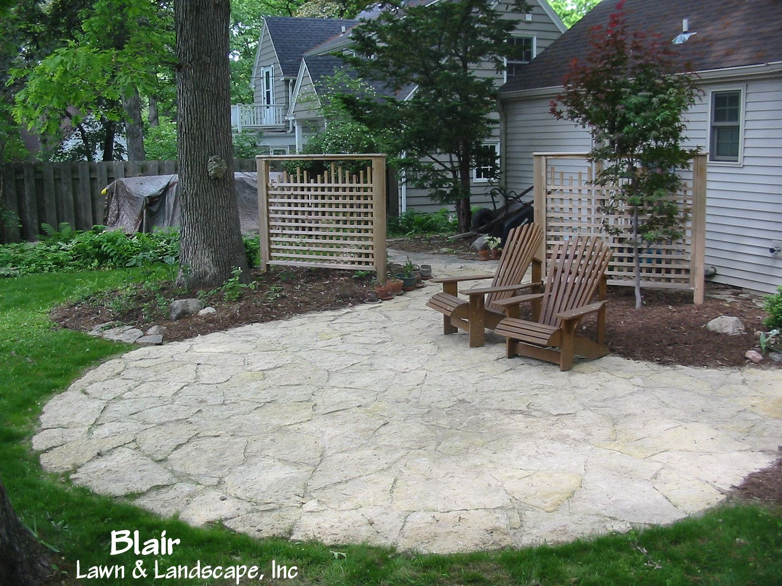 Backyard Flagstone Patio Blair Lawn And Landscape
