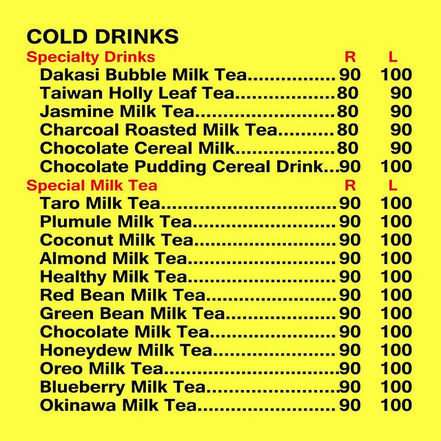 Dakasi Menu Special Drinks